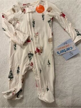 Carter's Cream Holiday Tree & Animal Footed Sleeper